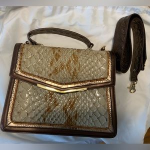 Brahmin medium FRANCINE bag signature embossed cream brown